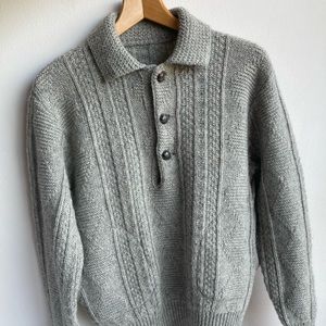 Henley style cable pullover